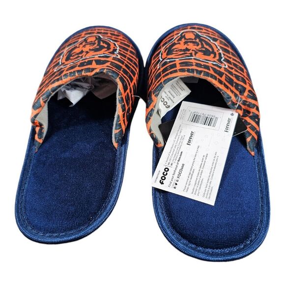 Chicago Bears NFL Unisex Kids SZ XL (7-8) Multi-Color Fluffy Slippers by FOCO - Picture 2 of 8
